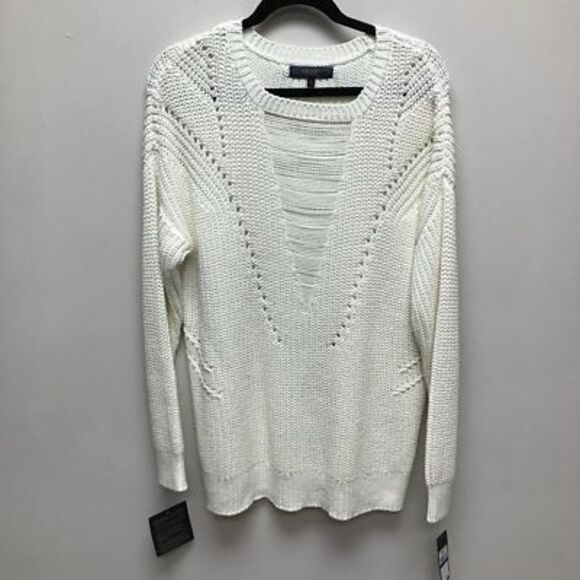 Rachel Roy Womens October Pullover Sweater Ivory Long Sleeve Ribbed Trim XL New - Picture 1 of 8